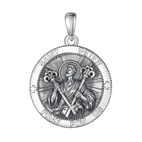 wholesale 925 Sterling Silver Patron Saint Medal Amulet Necklace for Men 2 5mm 22 +2 Chain-A38-Saint Peter Without Chain