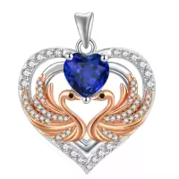 wholesale 925 Sterling Silver Rose Gold Plated Swan Birthstone Necklace for Women-09 Sep - Sapphire Without Chain