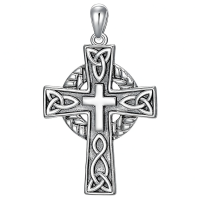 wholesale 925 Sterling Silver Celtic Cross Pendant Necklace for Men with 2.5mm 22 +2  Rolo Chain-C-style Without Chain