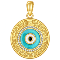 wholesale Gold 925 Sterling Silver Evil Eye Locket Photo Frame Pendant Necklace for Women Gifts-Photo Holder Without Chain