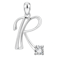wholesale 925 Sterling Silver 26 Alphabet Pendant Necklace Jewelry-Letter R Without Chain