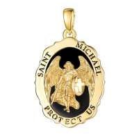 wholesale 925 Sterling Silver & 24K Gold Plated Saint Michael Protect Us Angel Cross Pendant Necklace for Men/Women-St Michael B-Onyx-St Michael B-Onyx Without Chain
