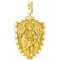 wholesale 925 Sterling Silver Archangel Michael Pendant Necklace Wholesale With Chain-A-St Michael Necklace Shield Charm(Gold) Without Chain