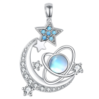wholesale 925 Sterling Silver Crescent Moon Necklace-Star Moon Necklace Without Chain