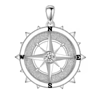 wholesale 925 Sterling Silver Moissanite Compass Pendant Necklaces Wholesale for Women and Men-Style1 Without Chain
