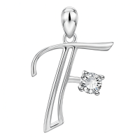 wholesale 925 Sterling Silver 26 Alphabet Pendant Necklace Jewelry-Letter F Without Chain