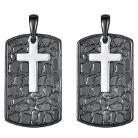 wholesale 925 Sterling Silver Black Stone Engraved Cross Dog Tag Pendant Necklaces for Men Gifts for Dad/Husband/Son-To My Son - 02 Without Chain