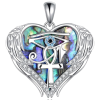 wholesale 925 Sterling Silver Heart Shaped Necklace with Labradorite and Blue Cubic Zirconia-The Eye of Horus Necklace Without Chain