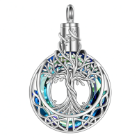 wholesale 925 Sterling Silver Tree Of Life Pendant Necklace With Essential Oil Diffuser-A-Blue crystal Without Chain
