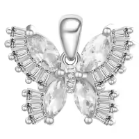 wholesale 925 Sterling Silver Birthstone Butterfly Necklace for Women-04-Apr-Rhinestone Without Chain
