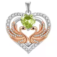 wholesale 925 Sterling Silver Rose Gold Plated Swan Birthstone Necklace for Women-08 Aug - Peridot Without Chain