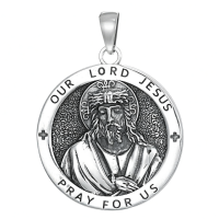 wholesale 925 Sterling Silver Our Lord Jesus Pray for Us Medal Necklace-2-Jesus Without Chain