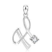 wholesale 925 Sterling Silver 26 Alphabet Pendant Necklace Jewelry-Letter H Without Chain