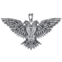 wholesale 925 Sterling Silver Vintage Style Hawk Pendant Necklaces for Men Dad Gifts-Double Head Eagle Necklace Without Chain