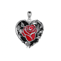 wholesale 925 Sterling Silver Heart Pendant Red Rose Flower Necklaces for Women Girls s-heart Without Chain