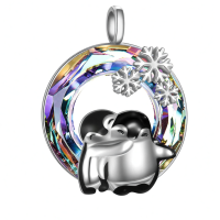 wholesale 925 Sterling Silver Penguin Necklace with Snowflake Pendant and Crystal Accents - Gifts for Her-A-Crystal Penguin2 Without Chain