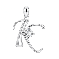 wholesale 925 Sterling Silver 26 Alphabet Pendant Necklace Jewelry-Letter K Without Chain