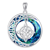 wholesale 925 Sterling Silver Moissanite Witches Knot Necklace Witch Jewelry for Women-B-Circle Cryatal-B-Circle Cryatal Without Chain