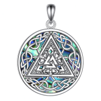 wholesale 925 Sterling Silver Celtic Knot Triangle Pendant Norse Jewelry Necklace -Viking Without Chain