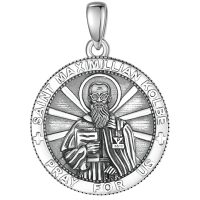 wholesale 925 Sterling Silver Patron Saint Medal Amulet Necklace for Men 2 5mm 22 +2 Chain-A23-Saint Maximilian Kolbe Without Chain