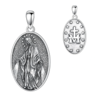 wholesale 925 Sterling Silver Miraculous Medal Necklace Wholesale With Chain-U-Virgin Mary Necklace Without Chain