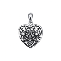 wholesale 925 Sterling Silver Heart Locket Pendant Necklace With Custom Photo Frames-Lotus Locket+Photo-Lotus Without Chain