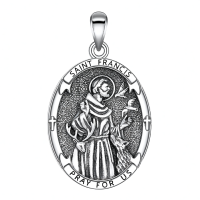 wholesale 925 Sterling Silver Saint Francis Oval Pendant Necklace Wholesale For Men-Francis of Assisi Without Chain