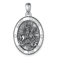 wholesale 925 Sterling Silver Patron Saint Medal Amulet Necklace for Men 2 5mm 22 +2 Chain-A40-Saint George Without Chain