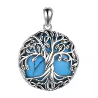 wholesale 925 Sterling Silver Abalone Shell Tree of Life Pendant Necklace - Irish s for Women-Turquois Tree Pendant Without Chain