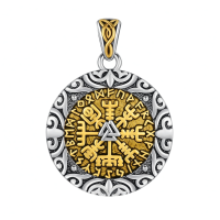 wholesale 925 Sterling Silver Valknut Rune Pendant Necklace-07-Vegvisir Compass Without Chain