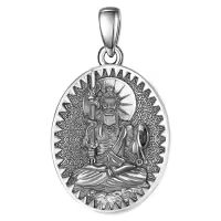wholesale 925 Sterling Silver Zodiacl Bodhisattva Pendant Necklace  Buddha Talisman Protection Jewelry for Men with 24+2 Round Chain-Acala-Chicken Without Chain