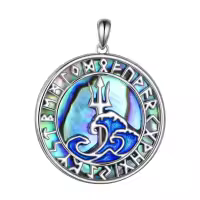 wholesale 925 Sterling Silver Abalone Shell Triskele Trinity Knot Pendant Necklace-B-Trident Without Chain