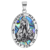 wholesale 925 Sterling Silver Virgin Mary Medal Pendant Necklace with Abalone Shell and Crosses for Women Catholic Christian Gifts-Mary Without Chain