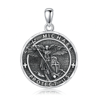 wholesale 925 Sterling Silver St Michael Pendant Necklace Protect Us Design-Archangel Michael Without Chain
