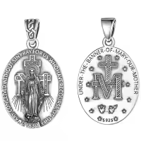 wholesale 925 Sterling Silver Virgin Mary Medal Necklace for Women Men Catholic -Miraculous Medal Without Chain