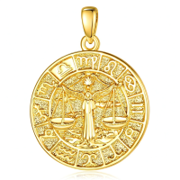 wholesale 925 Sterling Silver Libra Zodiac Sign Necklace for Men - Constellation s-Libra-Libra Gold-Gold Without Chain