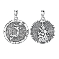 wholesale 925 Sterling Silver Volleyball Pendant Necklace Sport s for Women Girls-07-Volleyball Necklace Without Chain
