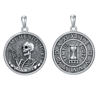 wholesale 925 Sterling Silver Memento Mori Carpe Diem Pendant Necklace-Memento Mori 2 Without Chain