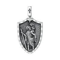 wholesale 925 Sterling Silver St Christopher Shield Pendant Necklaces for Men & Women-F-St Christopher Shield Charm Without Chain