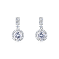wholesale 925 Sterling Silver Elegant Moissanite Drop Earrings With Sparkling Cubic Zirconia In Silver Plated Setting-0-5