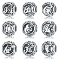wholesale Metal S925 silver DIY letter beads, hollow initials, bracelet charms, factory direct-0-0