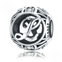 wholesale Metal S925 silver DIY letter beads, hollow initials, bracelet charms, factory direct.-L