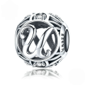 wholesale Metal S925 silver DIY letter beads, hollow initials, bracelet charms, factory direct-0-24
