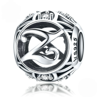 wholesale Metal S925 silver DIY letter beads, hollow initials, bracelet charms, factory direct.-Z