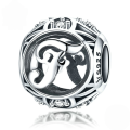 wholesale Metal S925 silver DIY letter beads, hollow initials, bracelet charms, factory direct-0-9