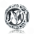 wholesale Metal S925 silver DIY letter beads, hollow initials, bracelet charms, factory direct-0-17