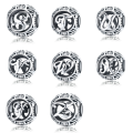wholesale Metal S925 silver DIY letter beads, hollow initials, bracelet charms, factory direct-0-2
