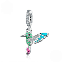 wholesale "S925 silver bead for DIY bracelet, kingfisher bird charm accessory SCC991"-undefined