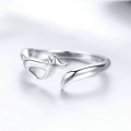 wholesale S925 Sterling Silver Simple Fox Open Ring Cubic Zirconia Jewelry-0-3