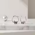 wholesale 925 Sterling Silver Adorable Panda Charm Hoop Earrings in Sterling -0-1